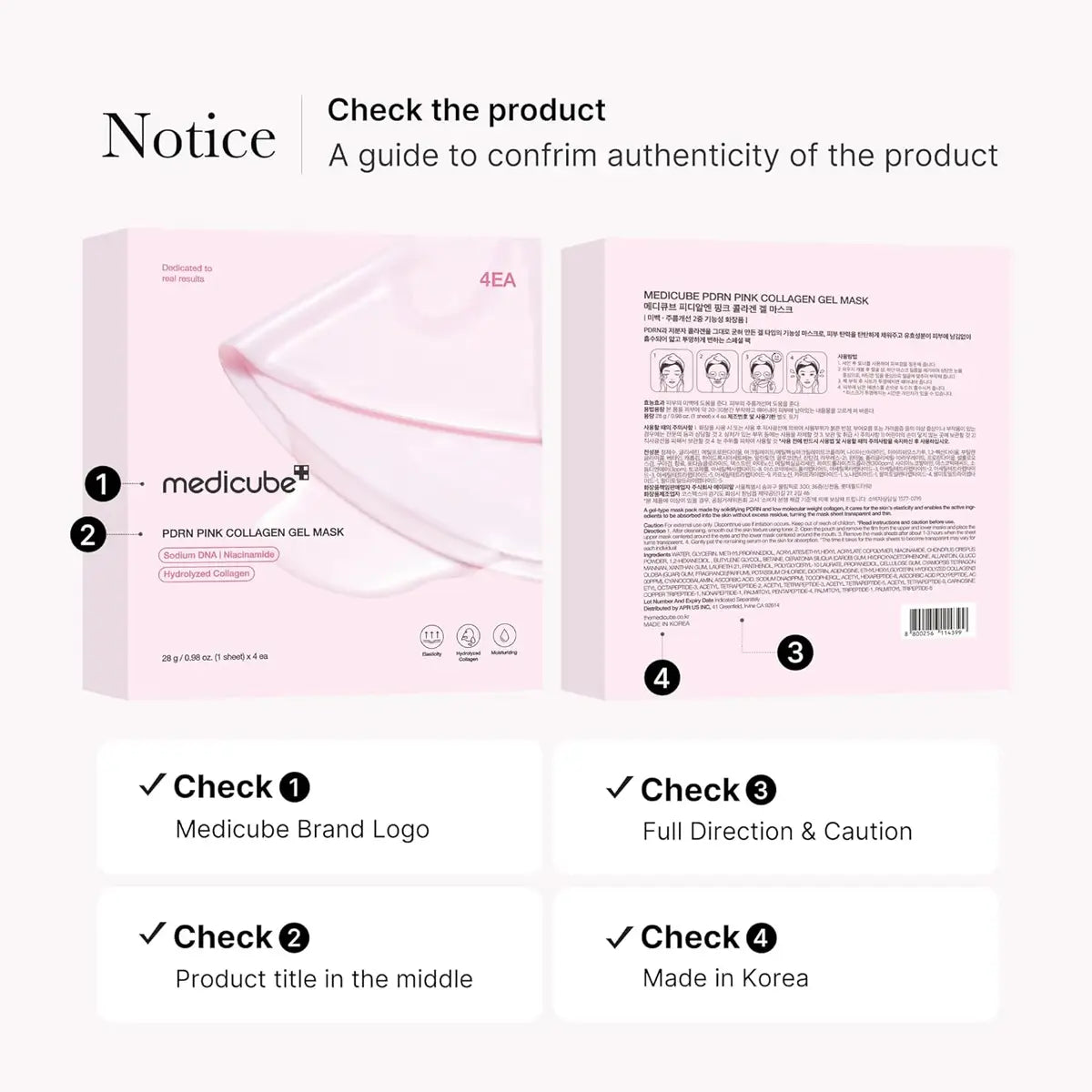 Medicube PDRN Pink Collagen Gel Mask Box (28g Sheet x 4ea)