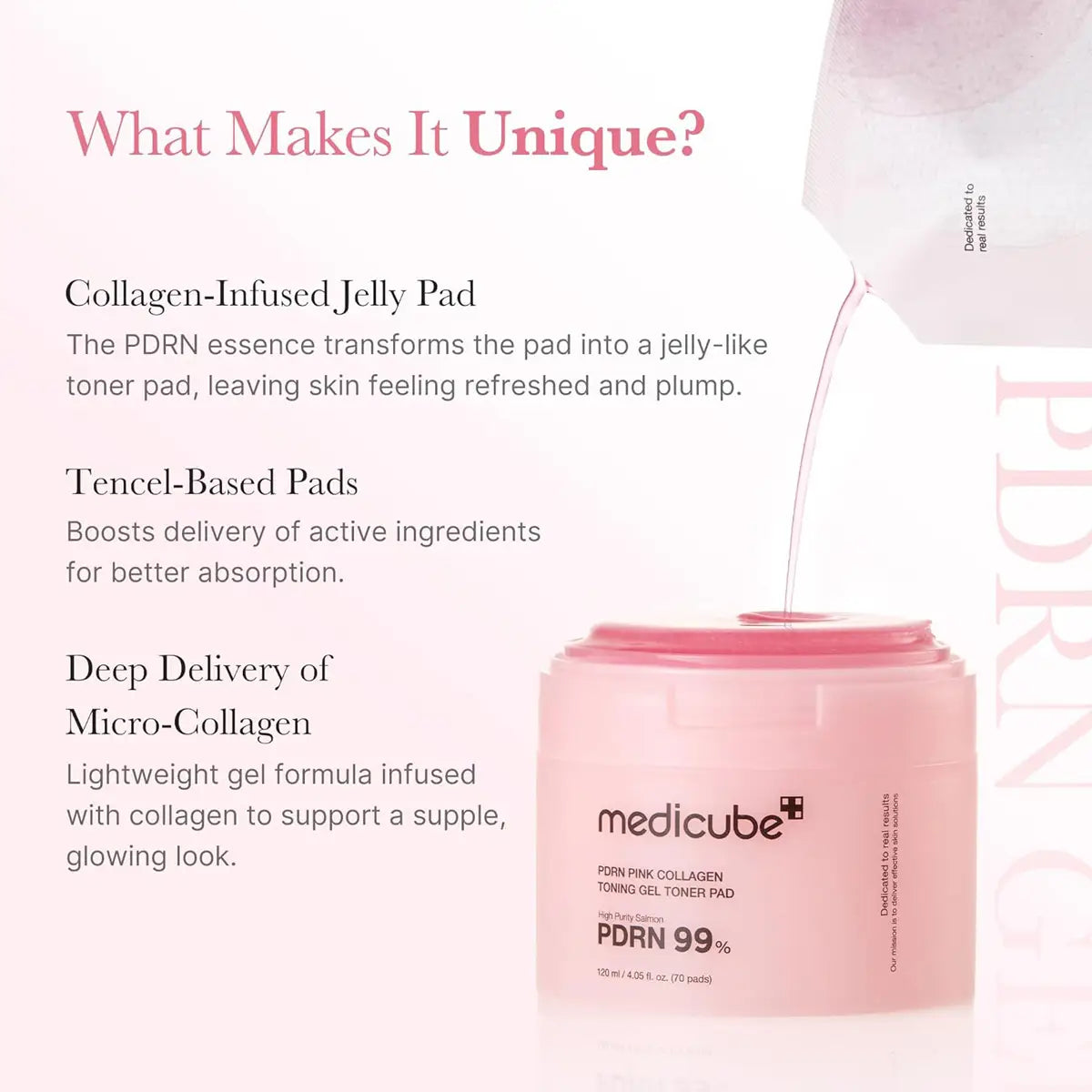 Medicube PDRN Pink Collagen Toning Gel Toner Pads (70 Pads) 120mL