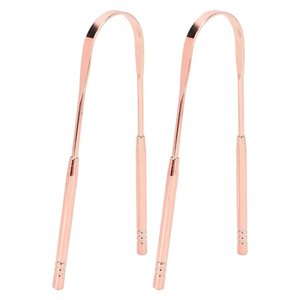 2-Piece Stainless Steel Tongue Cleaner Scraper Kit for Oral Hygiene and Fresh Breath